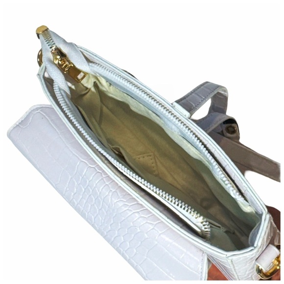HDE Women's Saddle Shoulder Bag PU Leather Crossbody Purse - White Crocodile - Picture 4 of 13